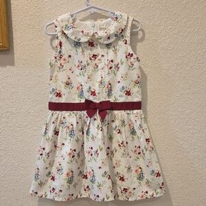 Hope and Henry Charming Floral Kids Dress with Red Bow